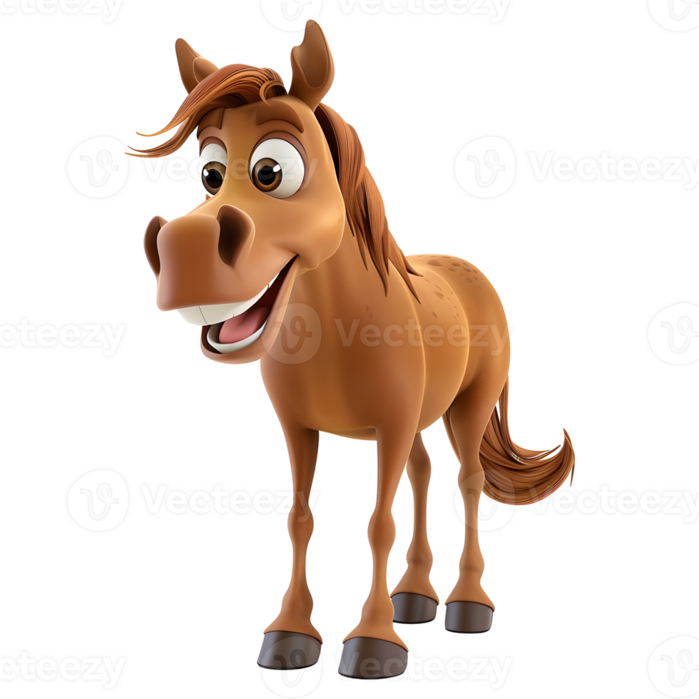 AI generated 3D Rendering of a Cute Horse Standing on Transparent Background - Ai Generated png
