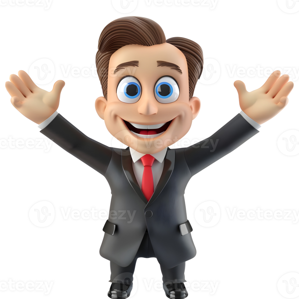 AI generated 3D Rendering of a Cartoon of Businessman Standing on Transparent Background - Ai Generated png