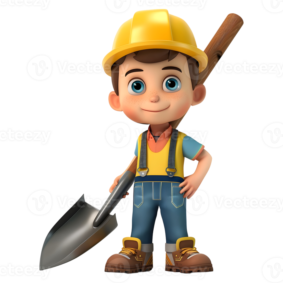 AI generated 3D Rendering of a Cartoon of Construction Worker on Transparent Background - Ai Generated png