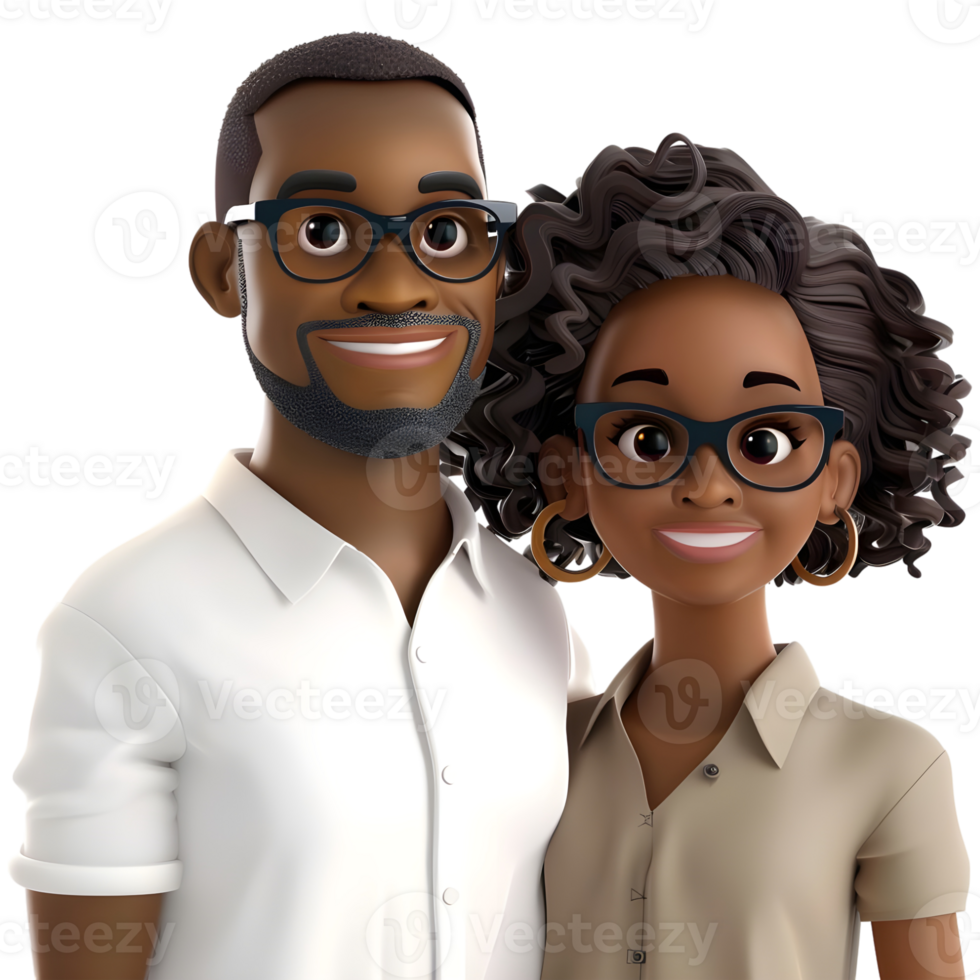 AI generated 3D Rendering of a Cartoon of Happy Cute Couple Standing on Transparent Background - Ai Generated png