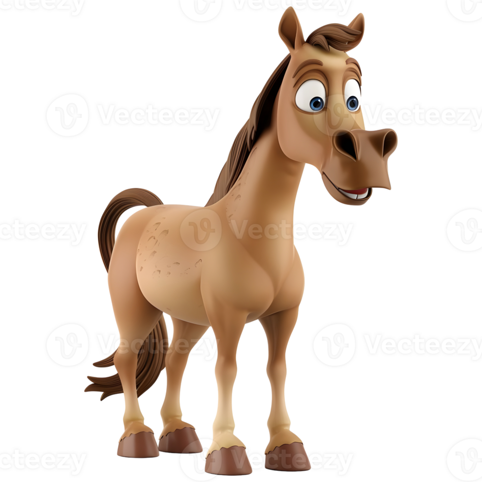 AI generated 3D Rendering of a Cute Horse Standing on Transparent Background - Ai Generated png
