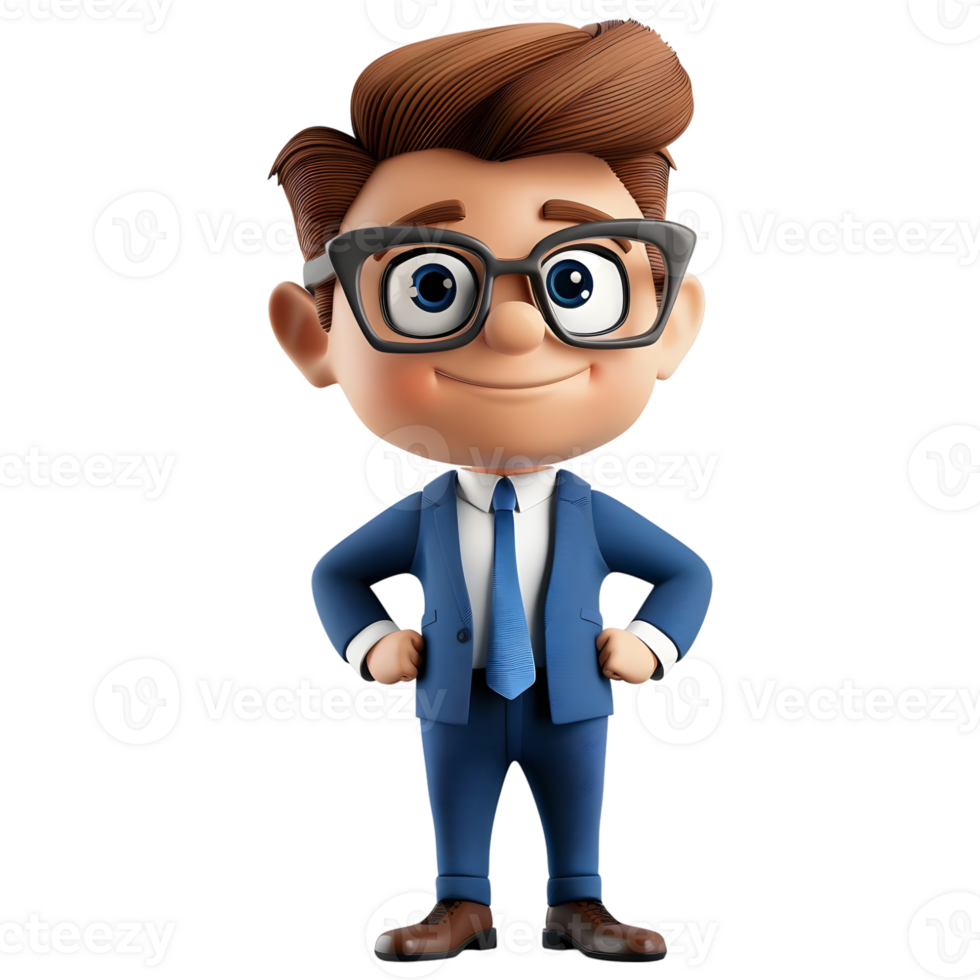 AI generated 3D Rendering of a Cartoon of Businessman Standing on Transparent Background - Ai Generated png