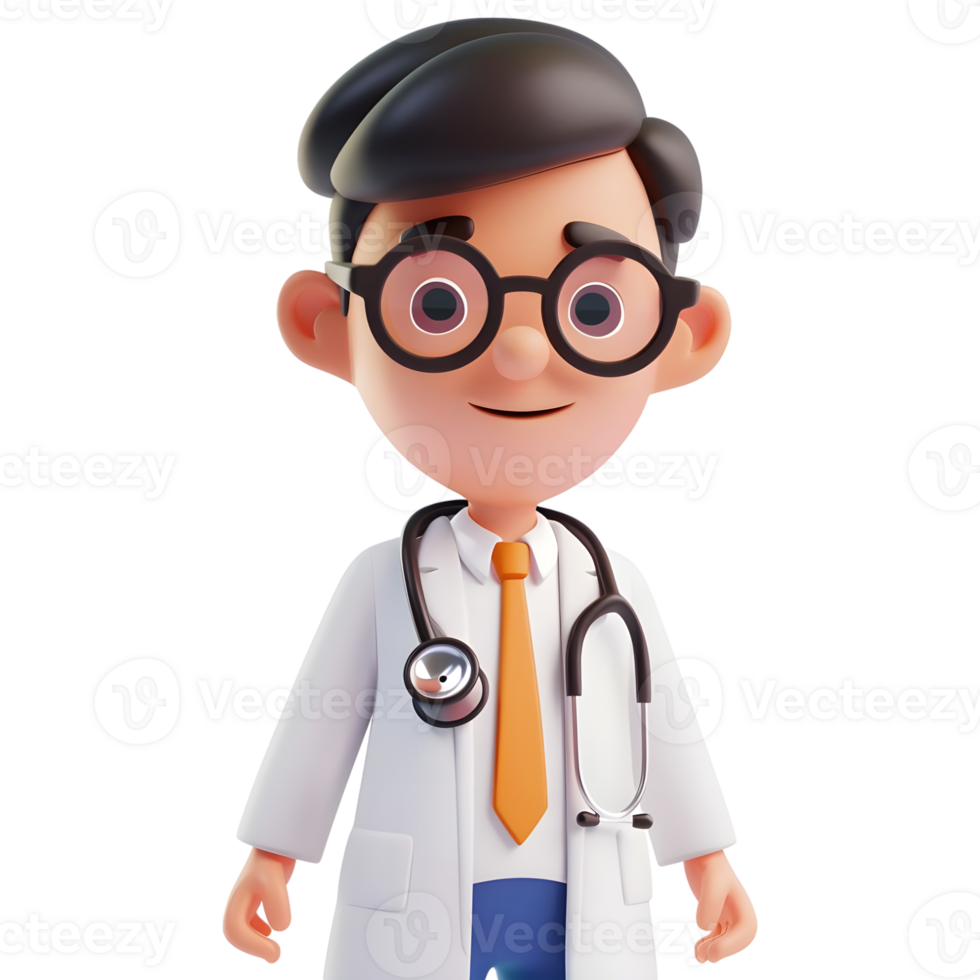 AI generated 3D Rendering of a Cartoon of Doctor With Stethoscope Standing on Transparent Background - Ai Generated png
