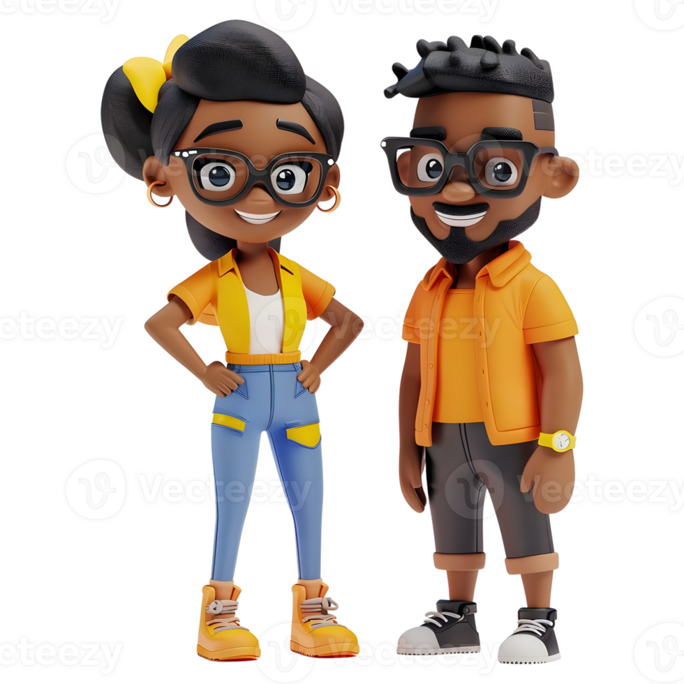 AI generated 3D Rendering of a Cartoon of Happy Cute Couple Standing on Transparent Background - Ai Generated png