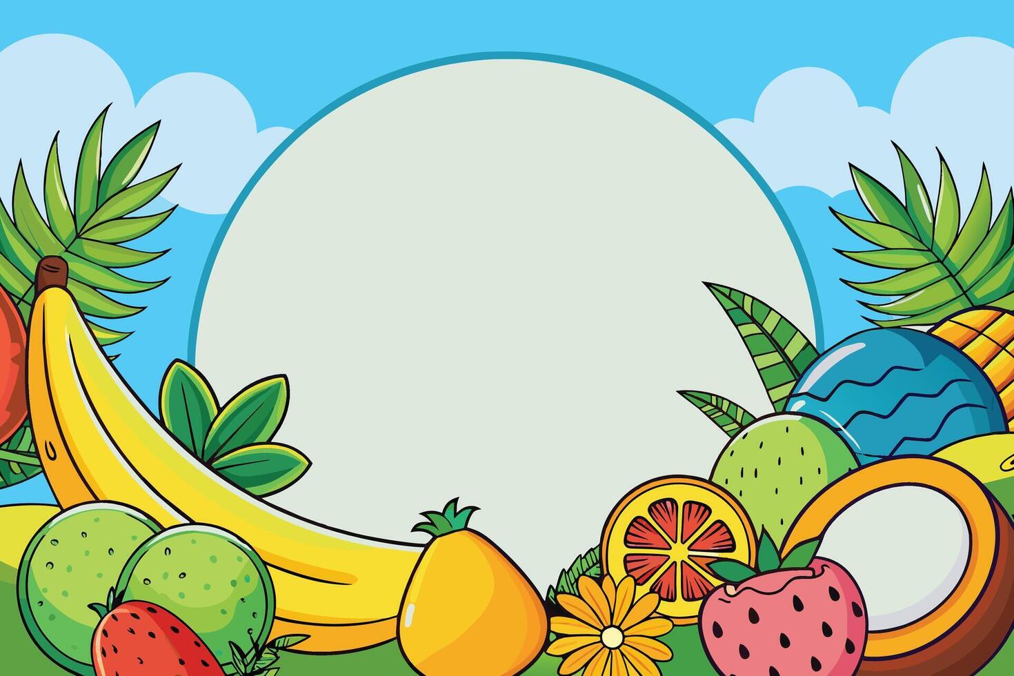 Banana and fruits design, Fruit healthy organic food sweet and nature theme Vector illustration