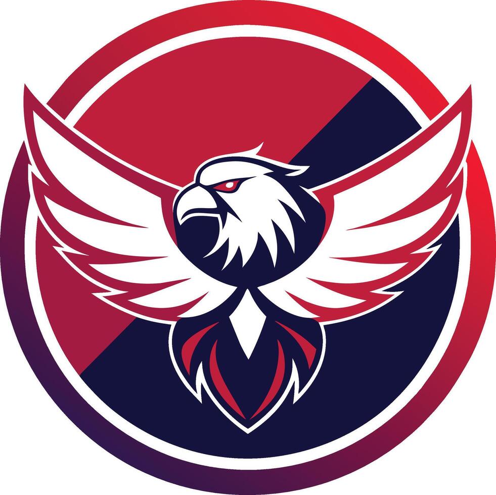 Eagle head with wings. Vector illustration for sport team logo, t-shirt print