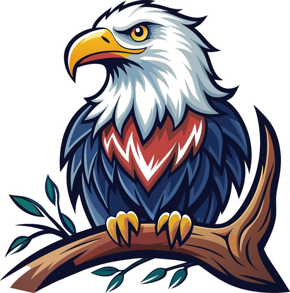american eagle on a branch. Vector illustration