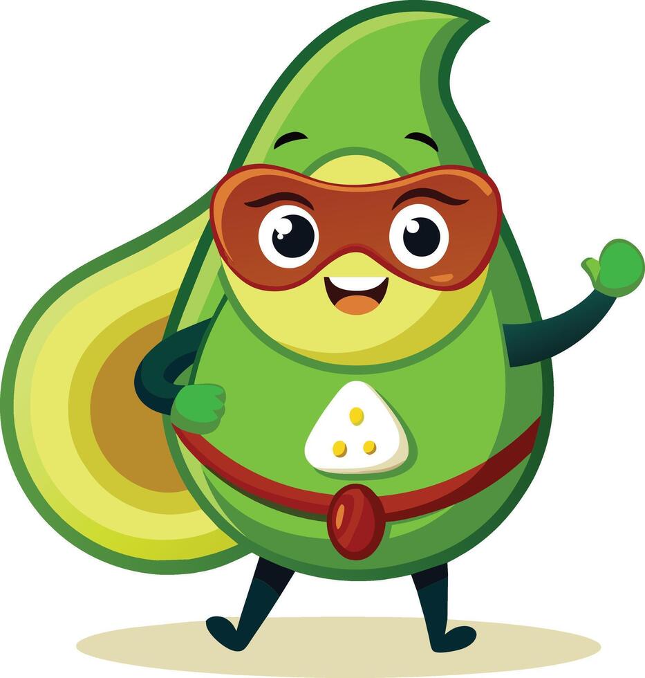 Avocado fruit cartoon character isolated on white background. Vector illustration.
