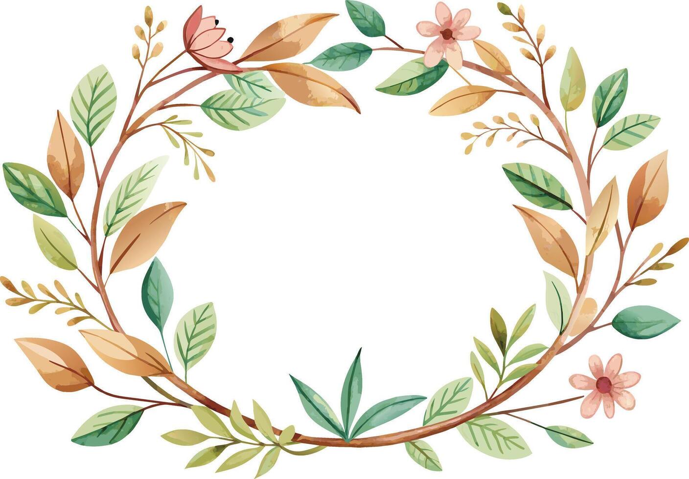 cute floral wreath with leafs and seeds vector illustration design