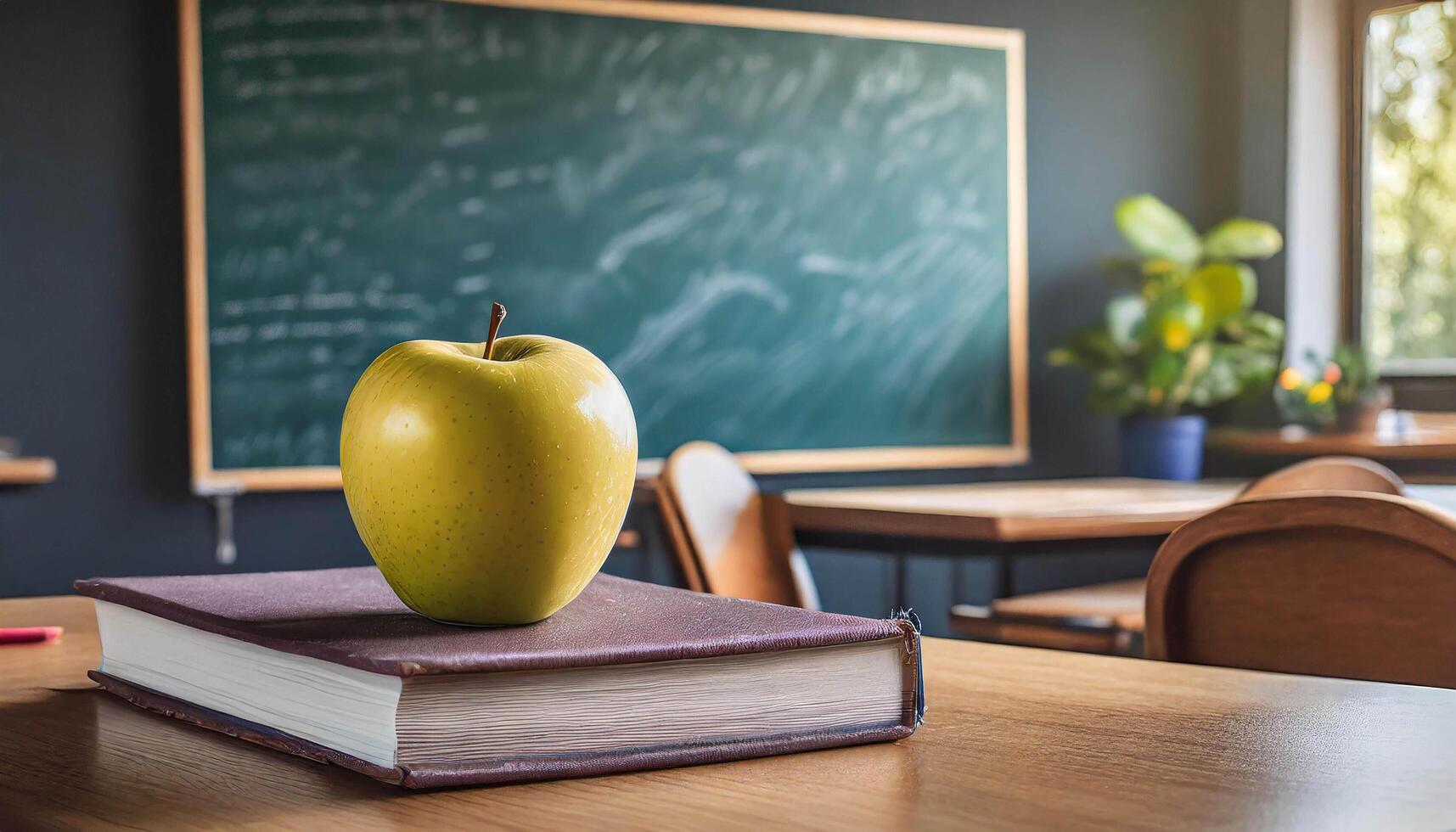 AI generated Apple on Teacher desk photo
