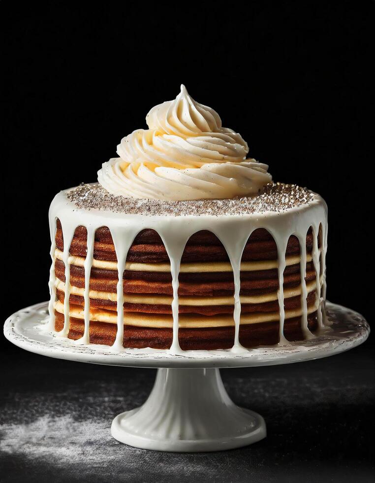 AI generated Layer cake with frosting Generated Image photo