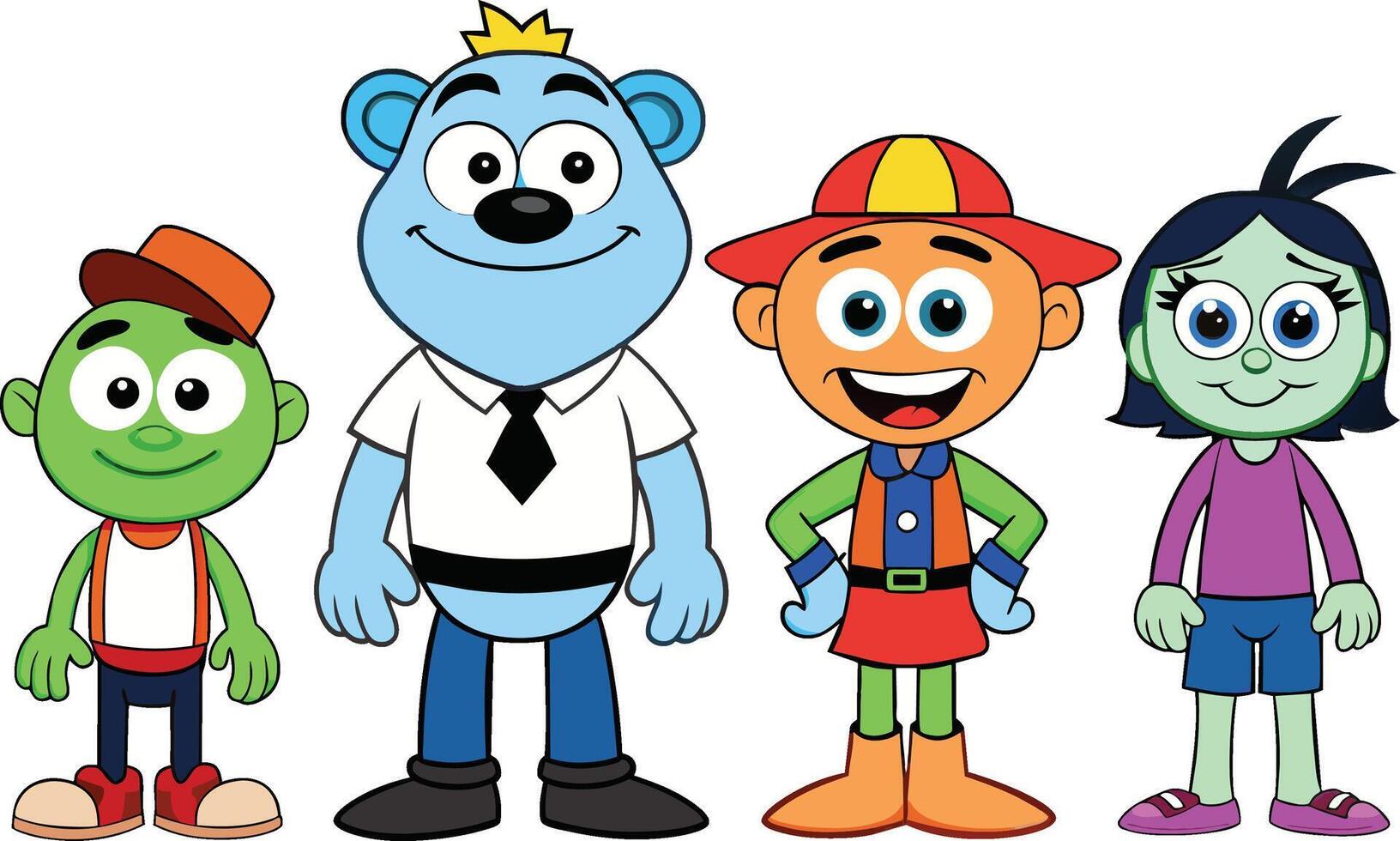 Illustration of a group of children wearing different clothes and accessories. vector