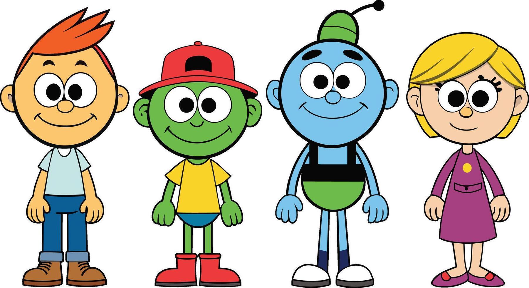 Cartoon Illustration of Kids with Different Facial Expressions. vector