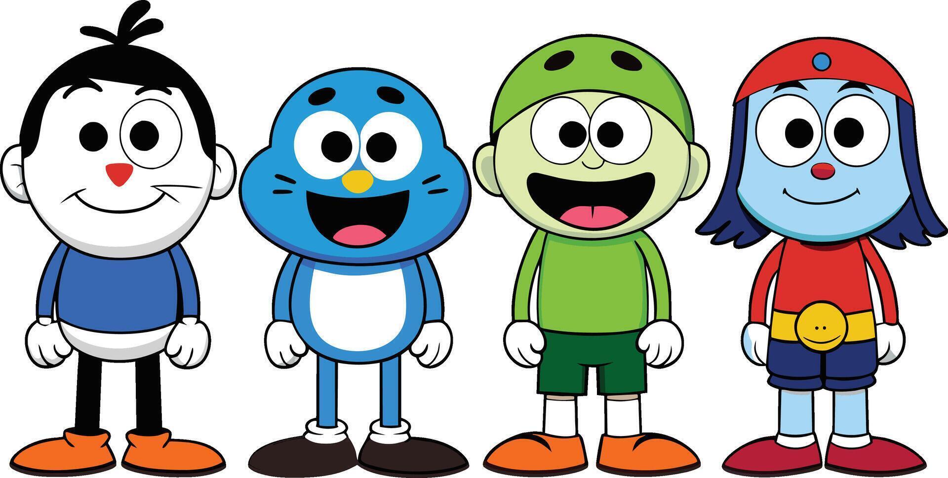 a series of cartoon characters with different expressions vector
