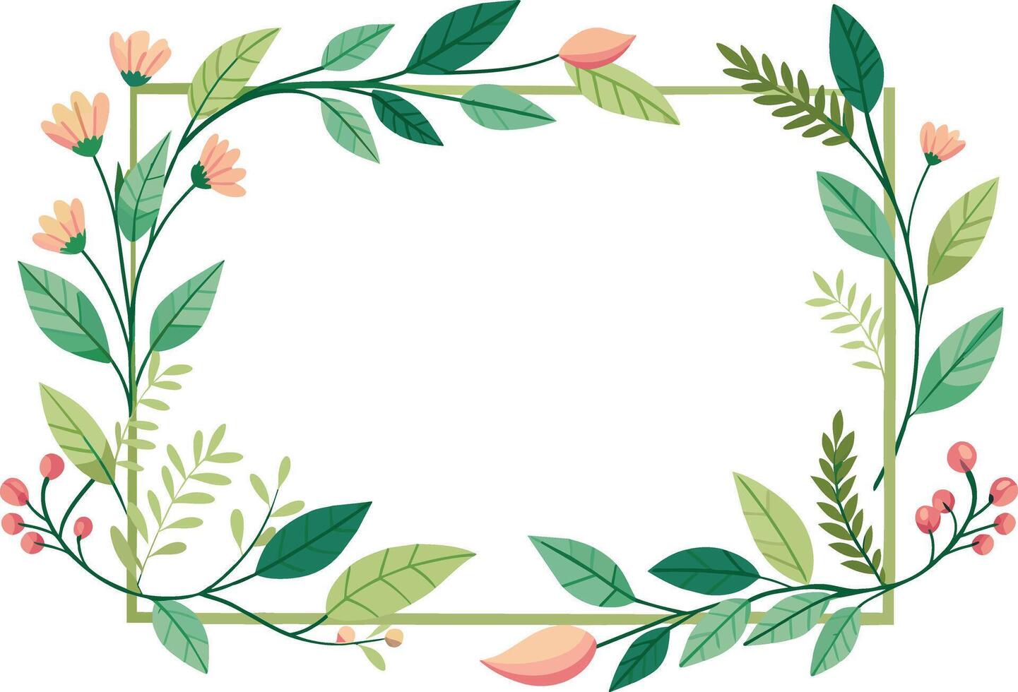 floral frame with branches and leafs icon vector illustration