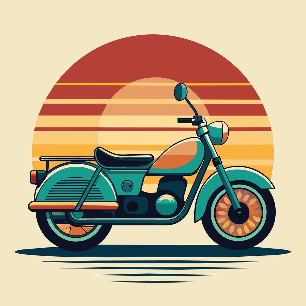 Clásico motocicleta en un antecedentes de rayas. vector ilustración en retro estilo.