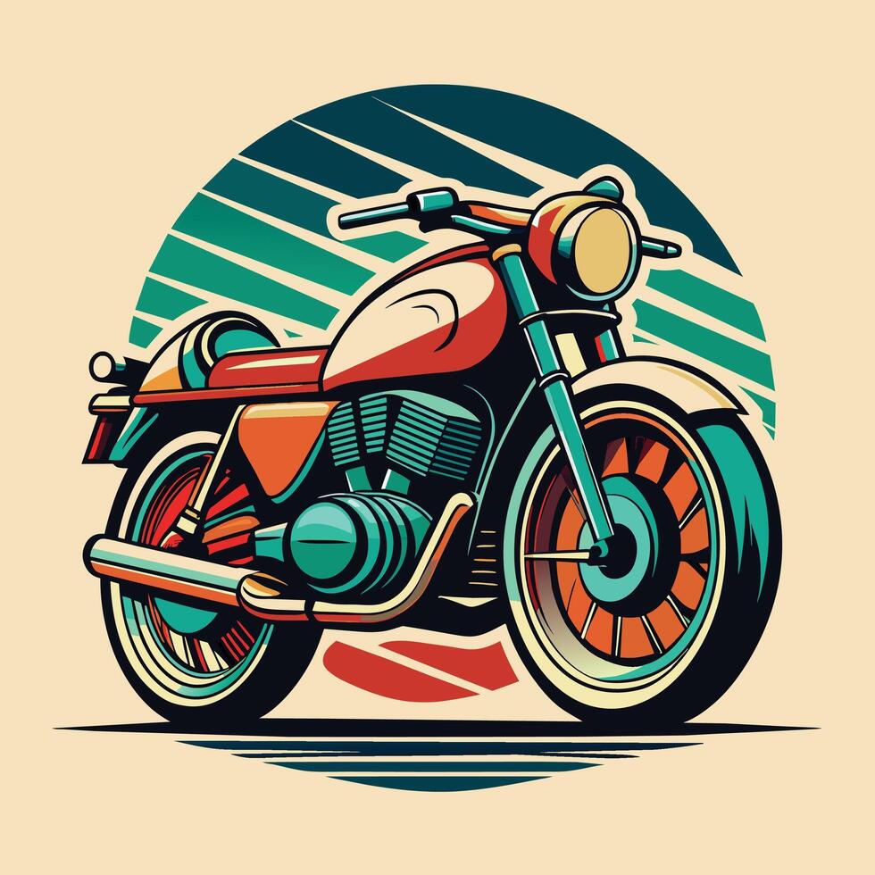 Clásico motocicleta en un antecedentes de rayas. vector ilustración en retro estilo.