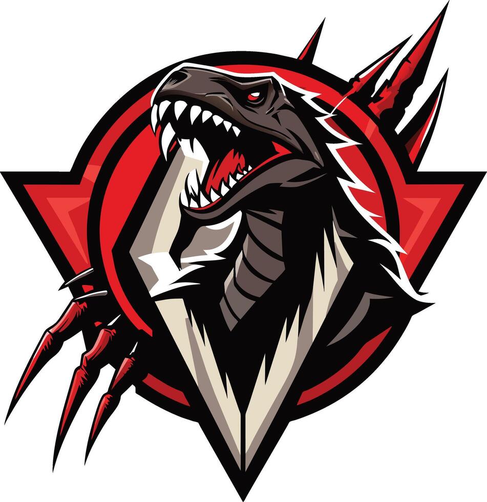 Illustration of a dragon head mascot inside circle.illustration vector