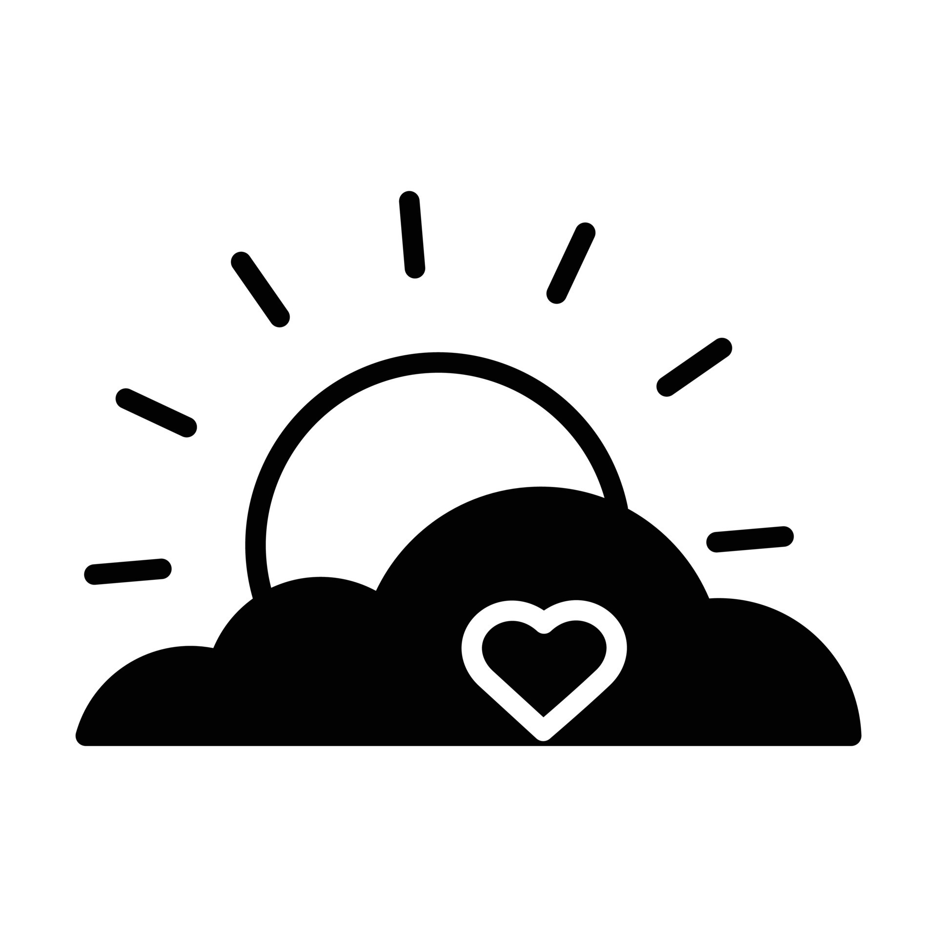 Dawning Love. Sun Rising and Heart. Symbolizes the beginning of love with the rising sun