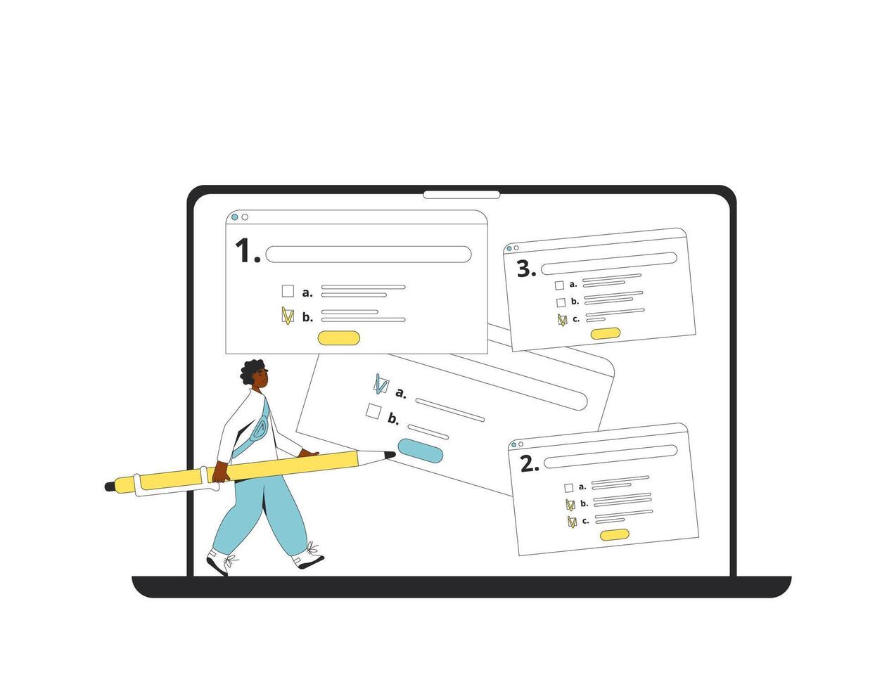 Online exam. Education test vector