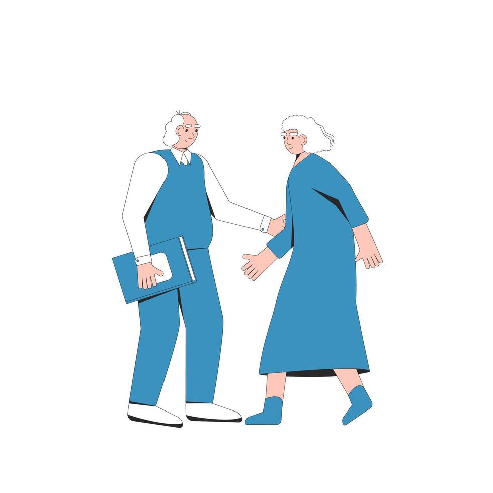 Senior pair standing together. vector