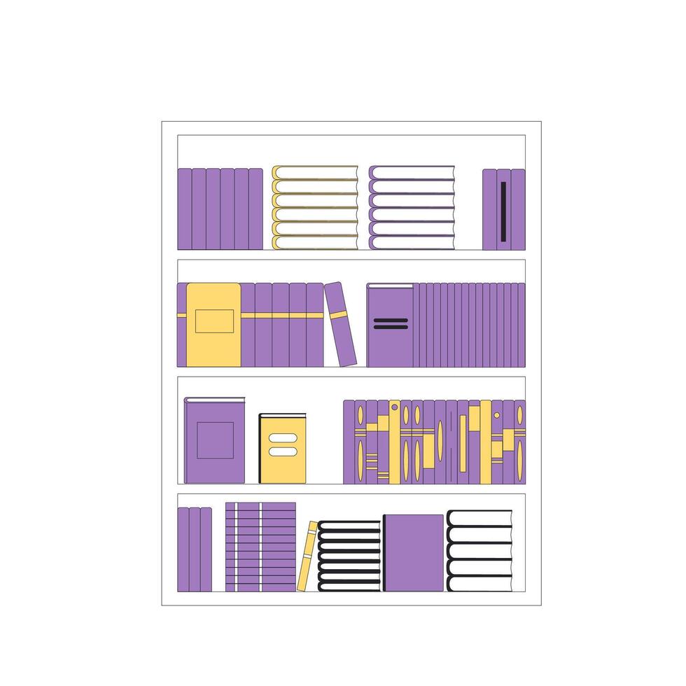 libro estante. conocimiento, educación, aprendizaje símbolo. apilar de novelas, no ficción. vector