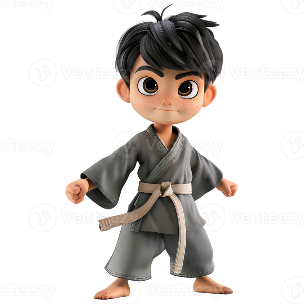 AI generated 3D Rendering of a Cartoon of Chinese Karate Man on Transparent Background - Ai Generated png