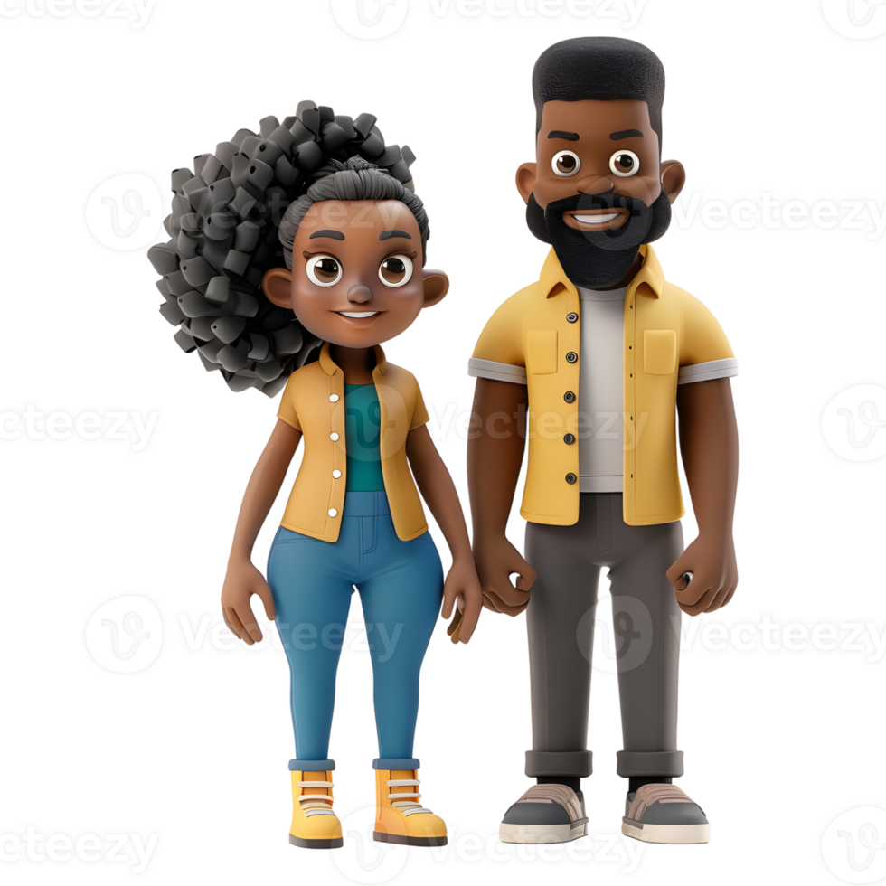 AI generated 3D Rendering of a Cartoon of Happy Cute Couple Standing on Transparent Background - Ai Generated png