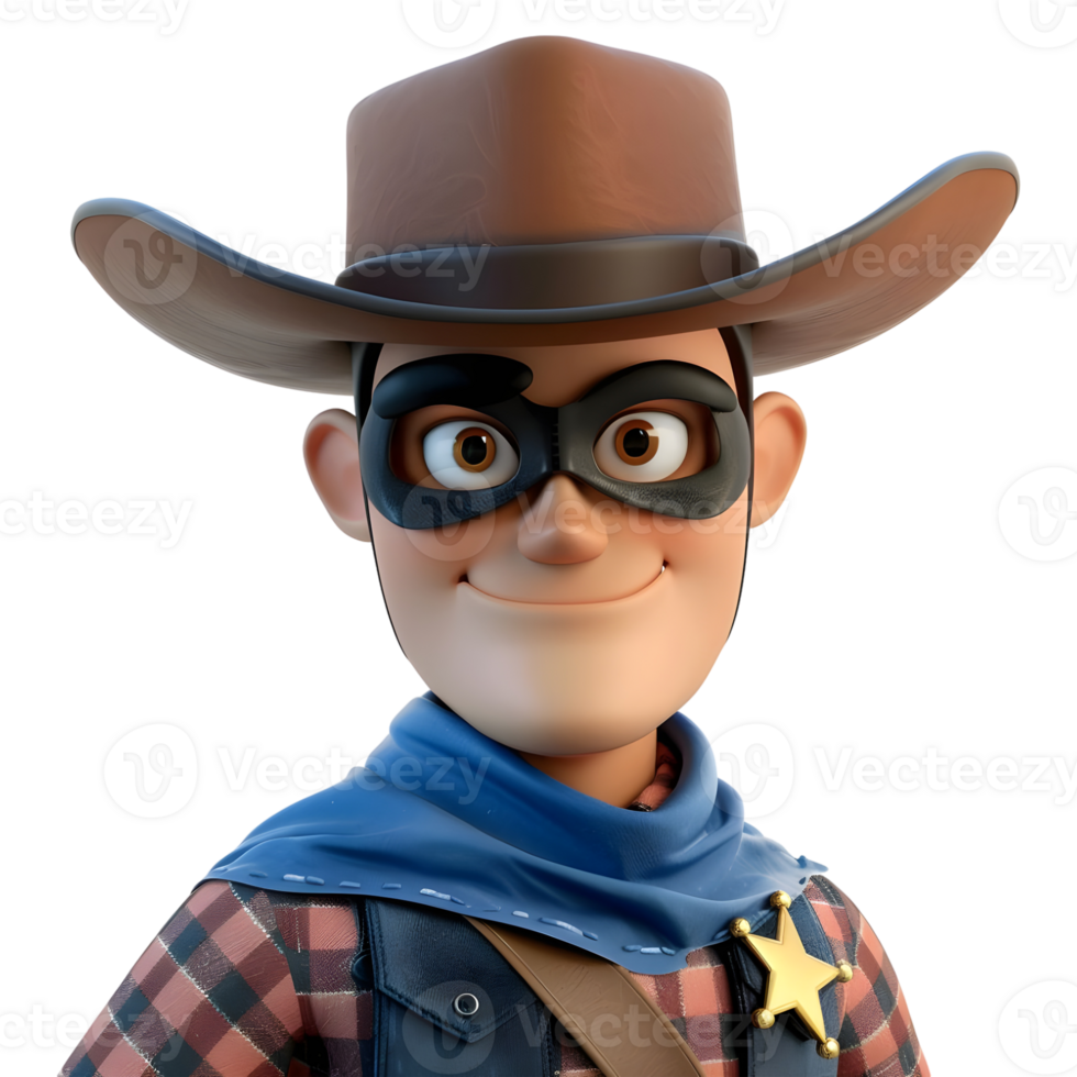 ai genererad 3d tolkning av en tecknad serie av cowboy på transparent bakgrund - ai genererad png