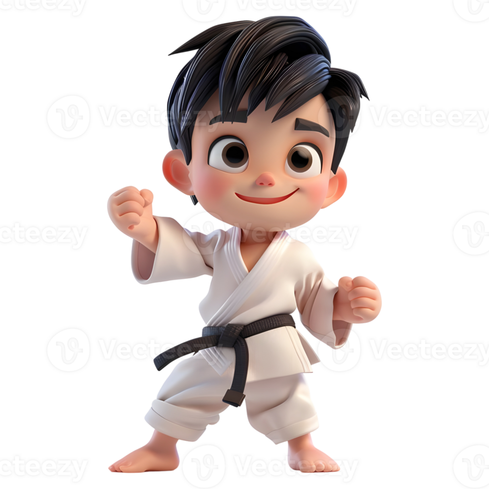 AI generated 3D Rendering of a Cartoon of Chinese Karate Man on Transparent Background - Ai Generated png