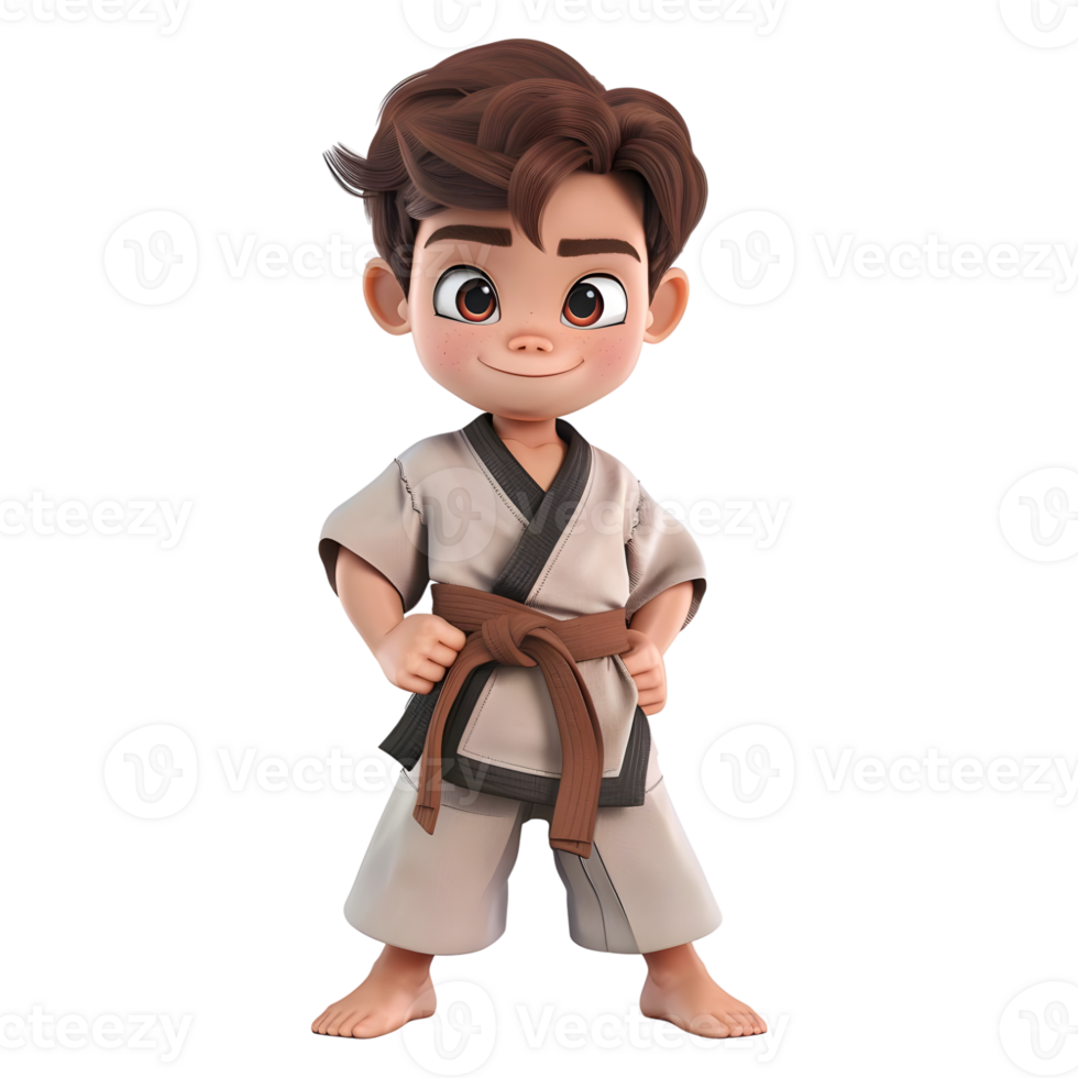 AI generated 3D Rendering of a Cartoon of Chinese Karate Man on Transparent Background - Ai Generated png