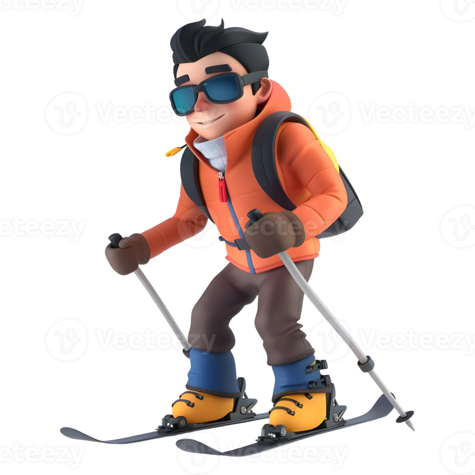 AI generated 3D Rendering of a Cartoon of Young Boy Skating on Ice on Transparent Background - Ai Generated png