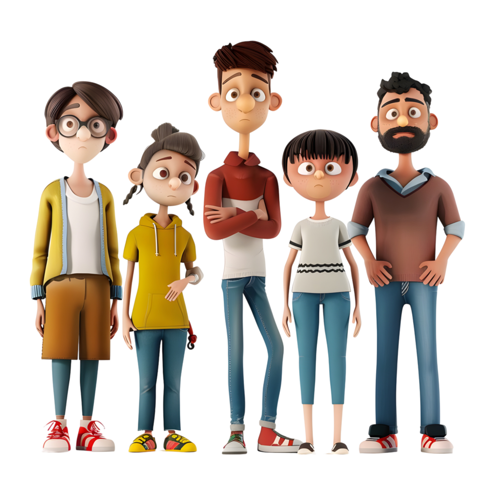 AI generated 3D Rendering of a Cartoon of Happy Family Standing on Transparent Background - Ai Generated png