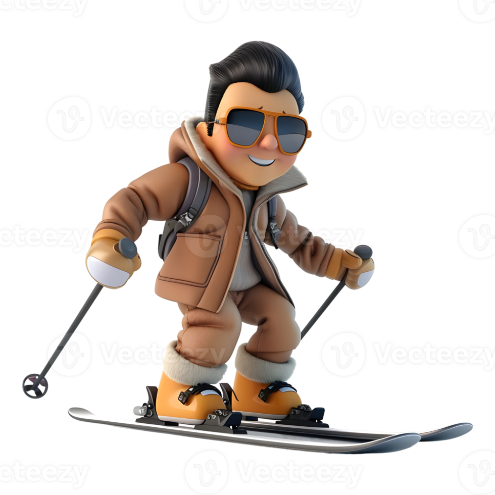 AI generated 3D Rendering of a Cartoon of Young Boy Skating on Ice on Transparent Background - Ai Generated png