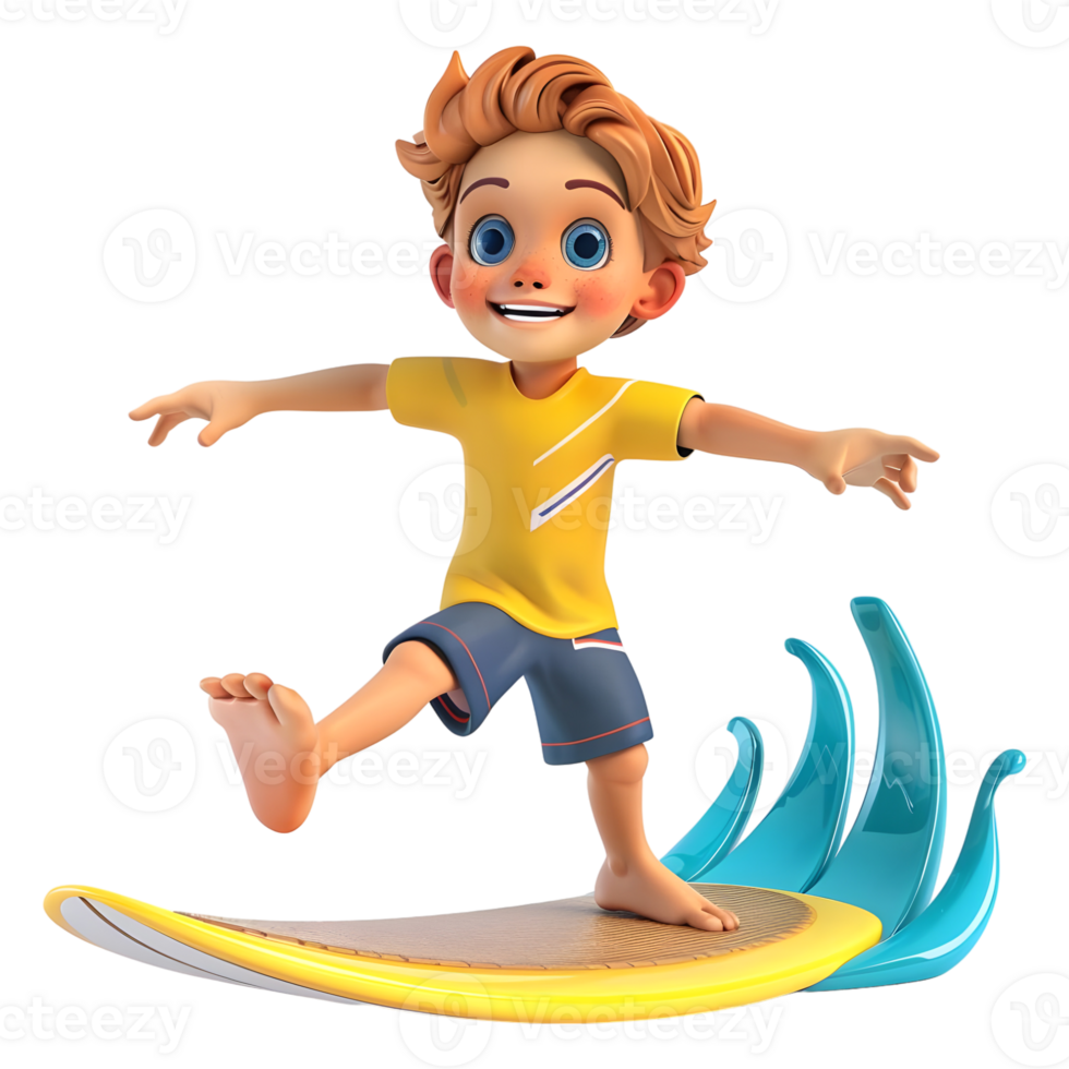 AI generated 3D Rendering of a Cartoon of Boy Skating on Water on Transparent Background - Ai Generated png