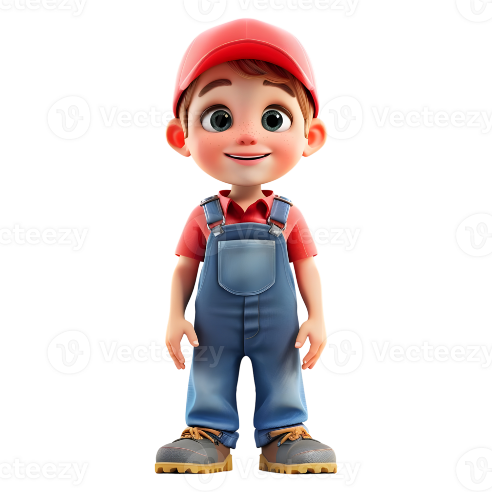 AI generated 3D Rendering of a Cartoon of Cute Boy Wearing Cap and Standing on Transparent Background - Ai Generated png