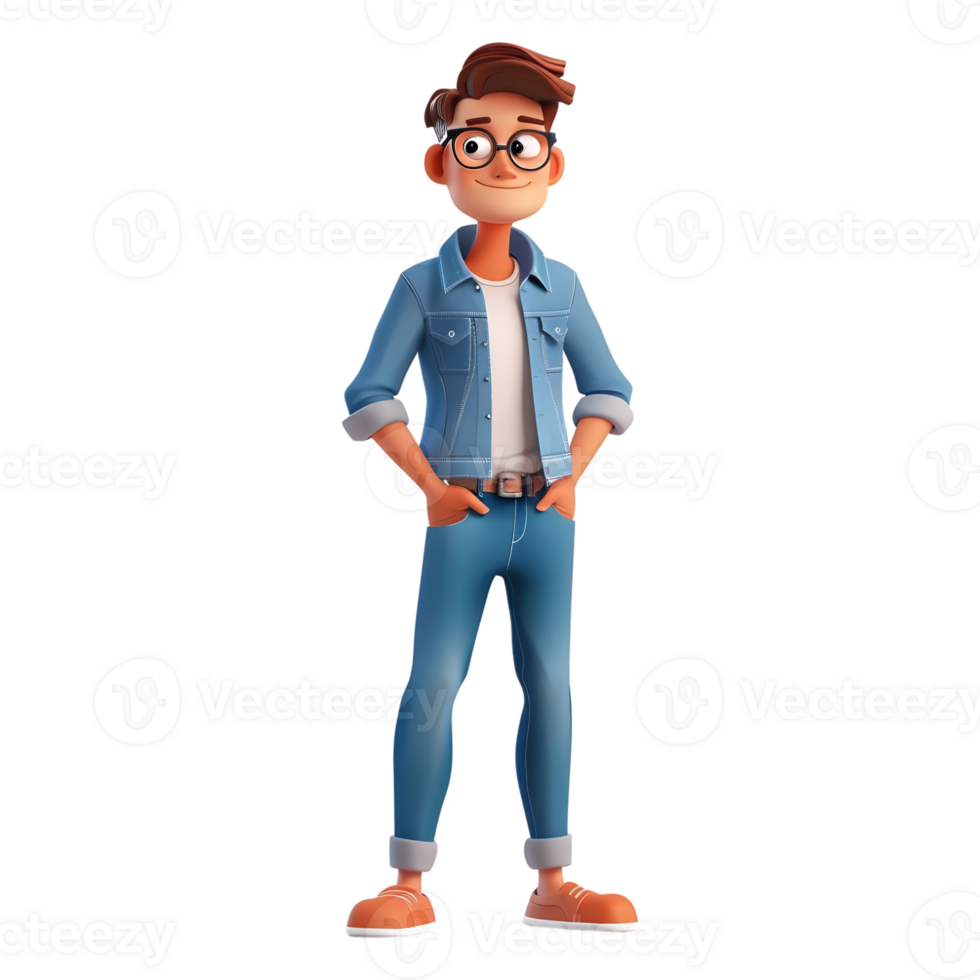 AI generated 3D Rendering of a Cartoon of Cute Young Boy Standing on Transparent Background - Ai Generated png