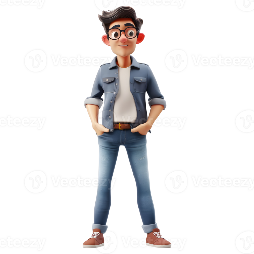 AI generated 3D Rendering of a Cartoon of Cute Young Boy Standing on Transparent Background - Ai Generated png
