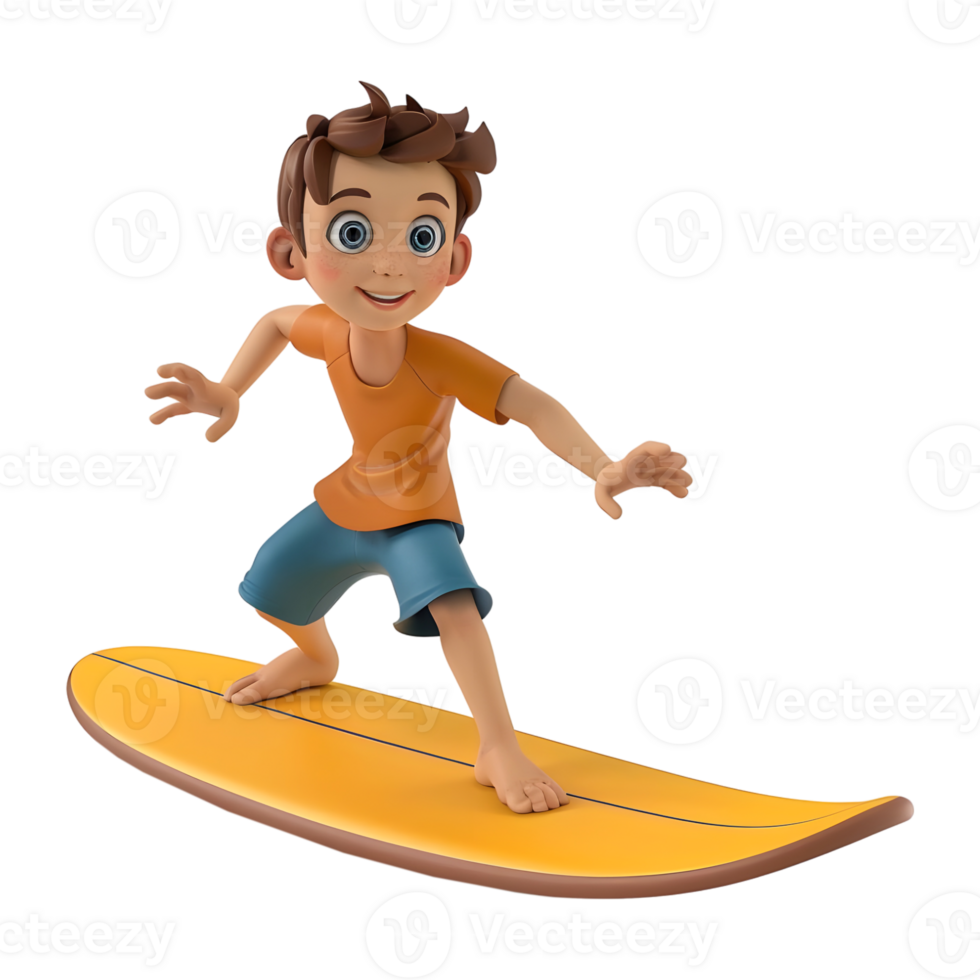 AI generated 3D Rendering of a Cartoon of Boy Skating on Water on Transparent Background - Ai Generated png