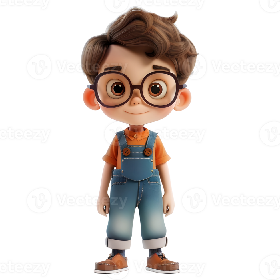 AI generated 3D Rendering of a Cartoon of Cute Young Boy Standing on Transparent Background - Ai Generated png