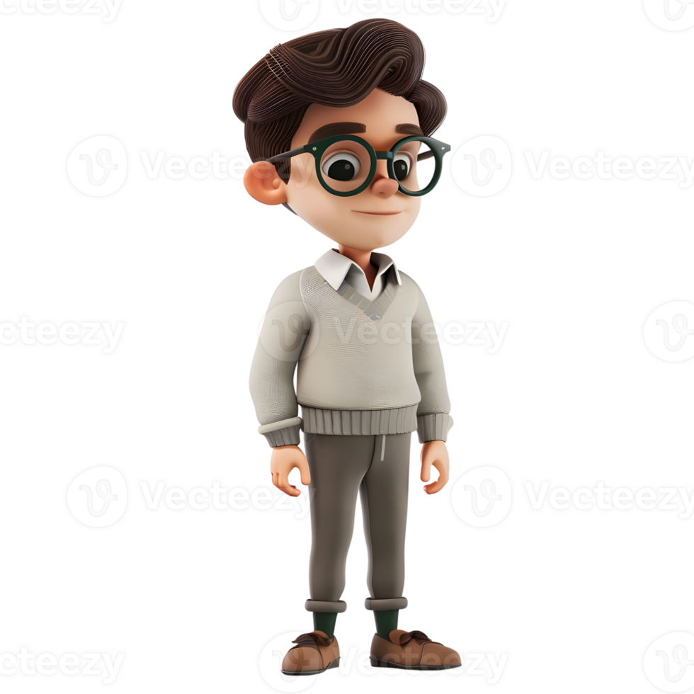 AI generated 3D Rendering of a Cartoon of Cute Young Boy Standing on Transparent Background - Ai Generated png