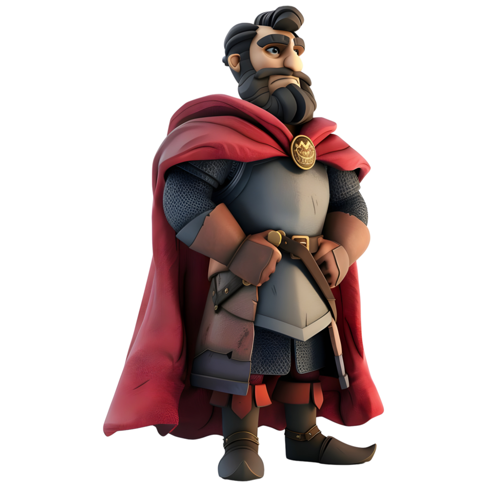 ai gerado 3d Renderização do uma desenho animado do rei Arthur pendragão em transparente fundo - ai gerado png