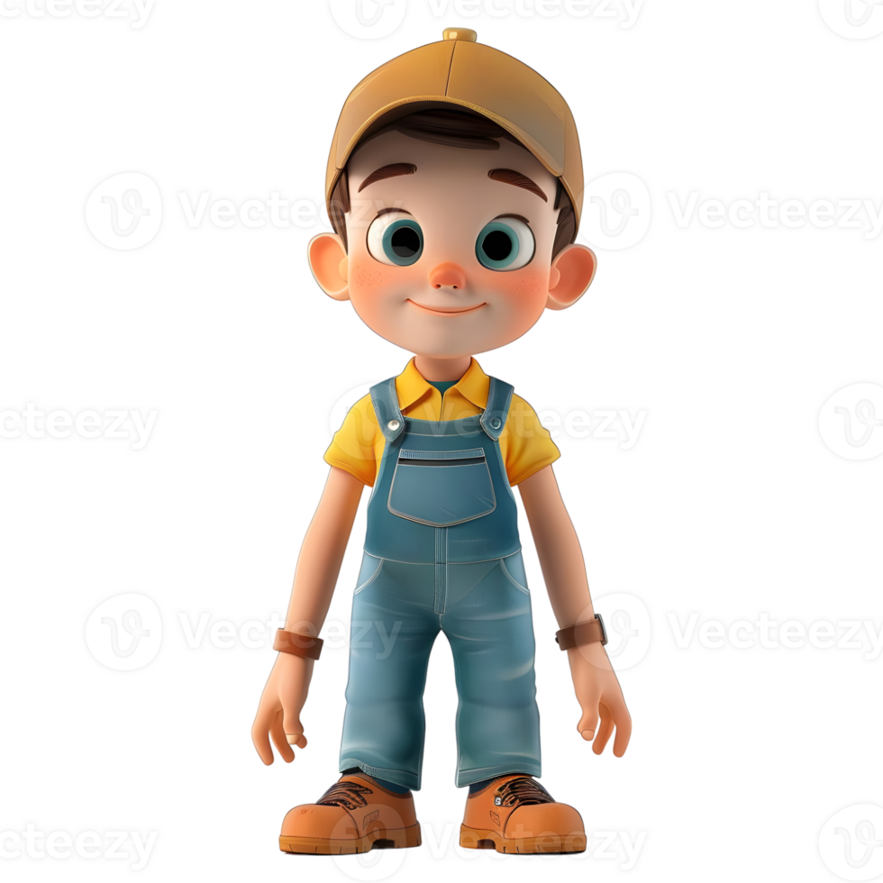 AI generated 3D Rendering of a Cartoon of Cute Boy Wearing Cap and Standing on Transparent Background - Ai Generated png