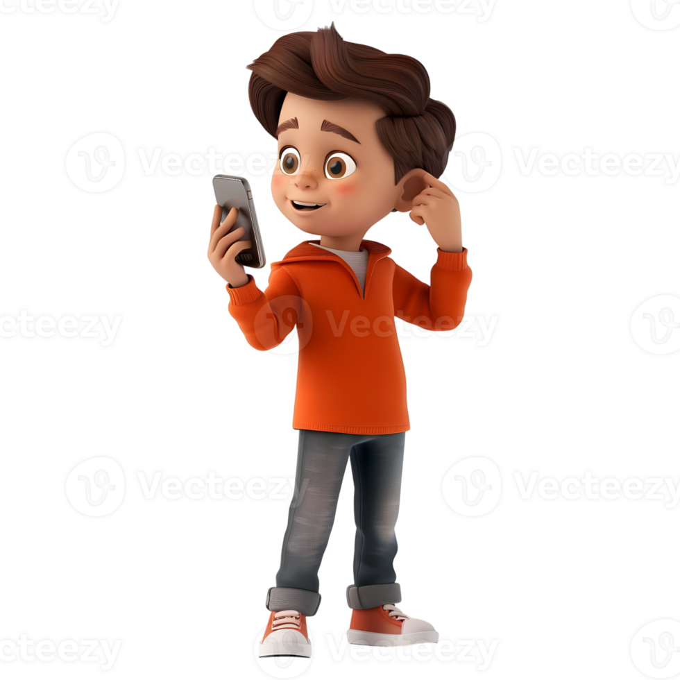 AI generated 3D Rendering of a Cartoon of Cute Young Boy Standing on Transparent Background - Ai Generated png
