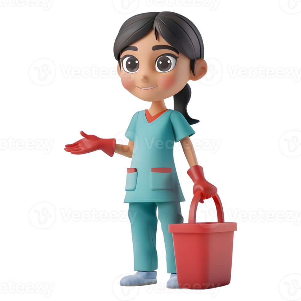 AI generated 3D Rendering of a Cartoon of Cute Hospital Nurse Standing on Transparent Background - Ai Generated png