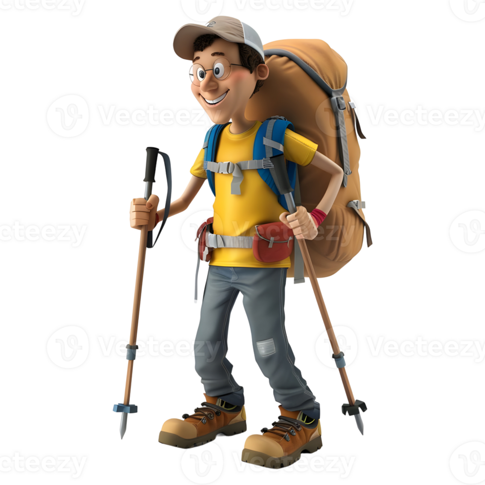 AI generated 3D Rendering of a Cartoon of Traveler Boy with Bag pack on Transparent Background - Ai Generated png