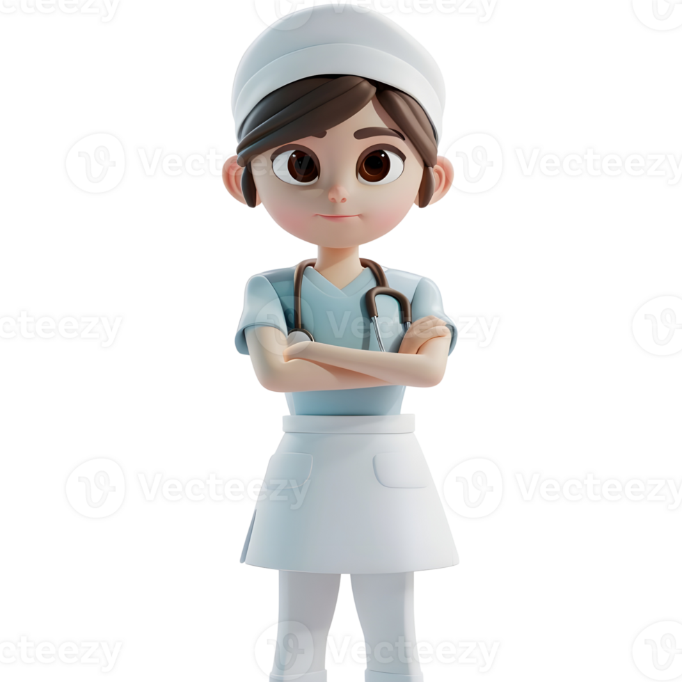 AI generated 3D Rendering of a Cartoon of Cute Hospital Nurse Standing on Transparent Background - Ai Generated png