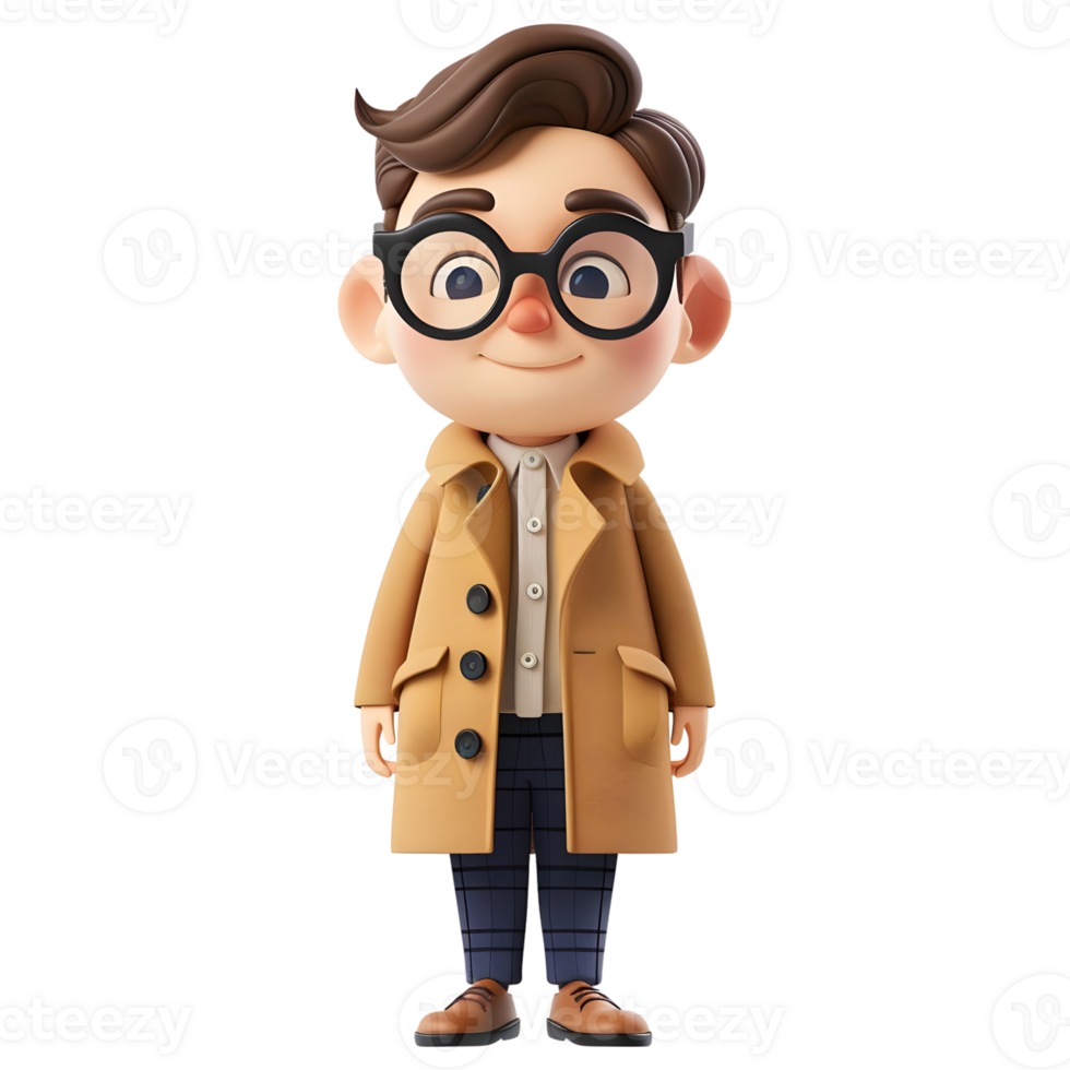 AI generated 3D Rendering of a Cartoon of Cute Young Boy Standing on Transparent Background - Ai Generated png