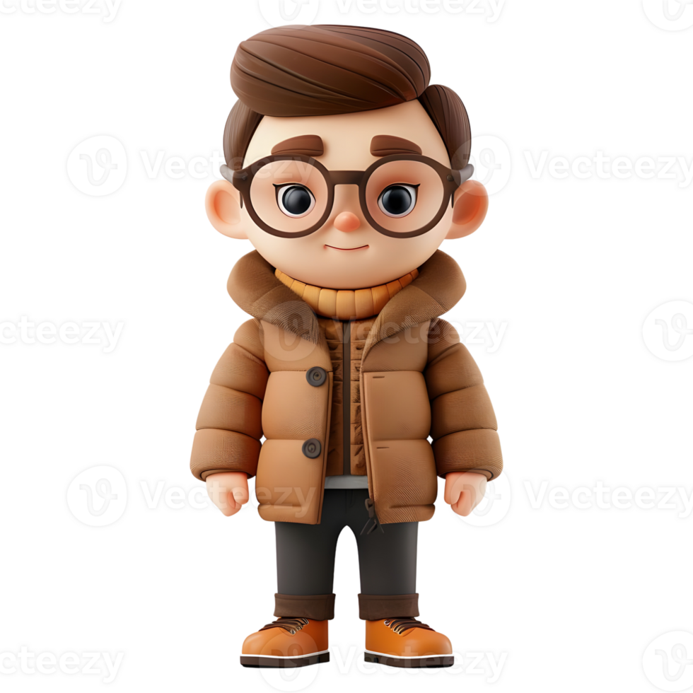 AI generated 3D Rendering of a Cartoon of Cute Young Boy Standing on Transparent Background - Ai Generated png