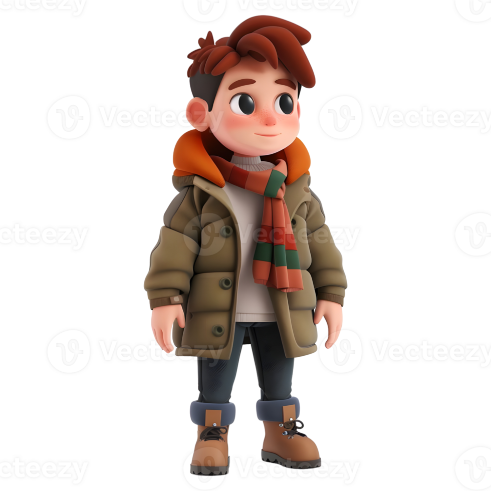 AI generated 3D Rendering of a Cartoon of Cute Young Boy Standing on Transparent Background - Ai Generated png